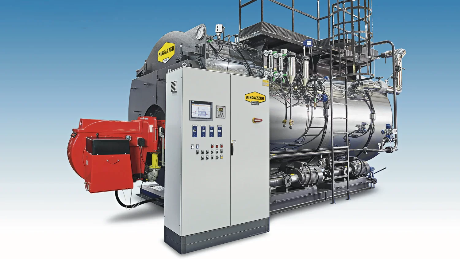 PB series boiler equipped with a Fox furnace for large steam production from 10 to 30 tons per hour.